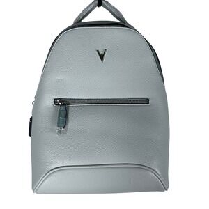 Vanessa‎ Williams Womens White Pebble Leather Mini Backpack V Logo Front Zip